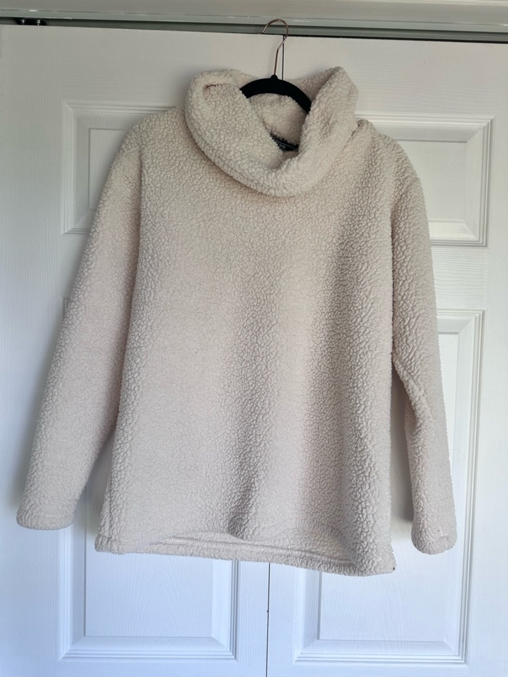 Lands' End Cream Sherpa Cowl Neck Pullover